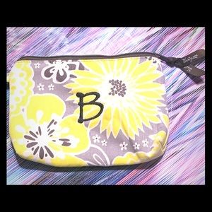 Thirty-one grey/yellow personalized zip up pouch
